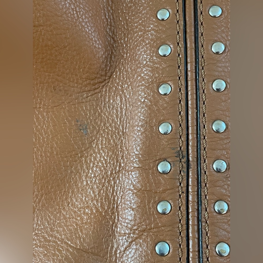 Y2K Michael Kors Cognac Leather Hobo | Studded Boho Chic Early 2000s It Girl Bag - Picture 3 of 16